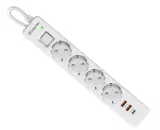 Сетевой фильтр Defender DFS 141 - 1,5 М, 4 розеток, 2xUSB, 1xType-C, белый