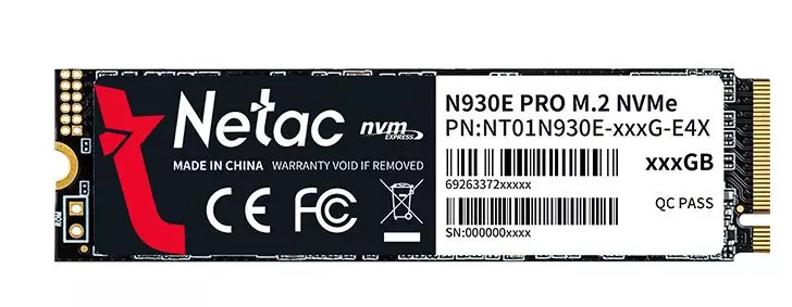 Твердотельный накопитель SSD 128Gb, M.2 2280, Netac N930E Pro, NVMe, PCIe 3x4, 970R/650W