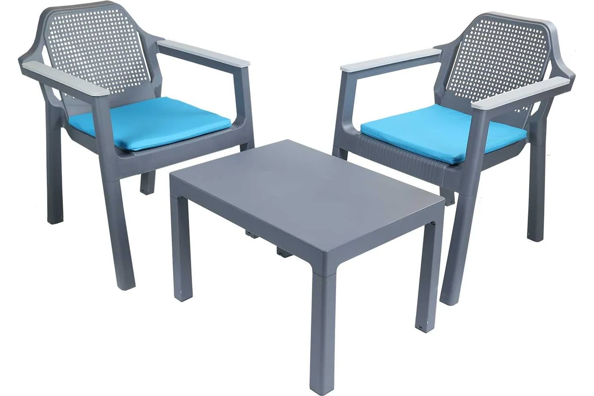 Набор мебели EASY COMFORT color 2 кресла, стол серый/голубой