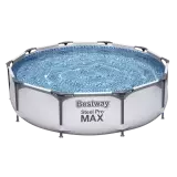 Каркасный бассейн BESTWAY Steel Pro MAX 56408. (305 х 76 см, винил, 4678 л, стальной каркас, Ф-насос 58381 (1249л/ч). Серый)
