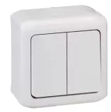 Выключатель двухклавишный Legrand Forix 10A 250В IP44 накладной белый