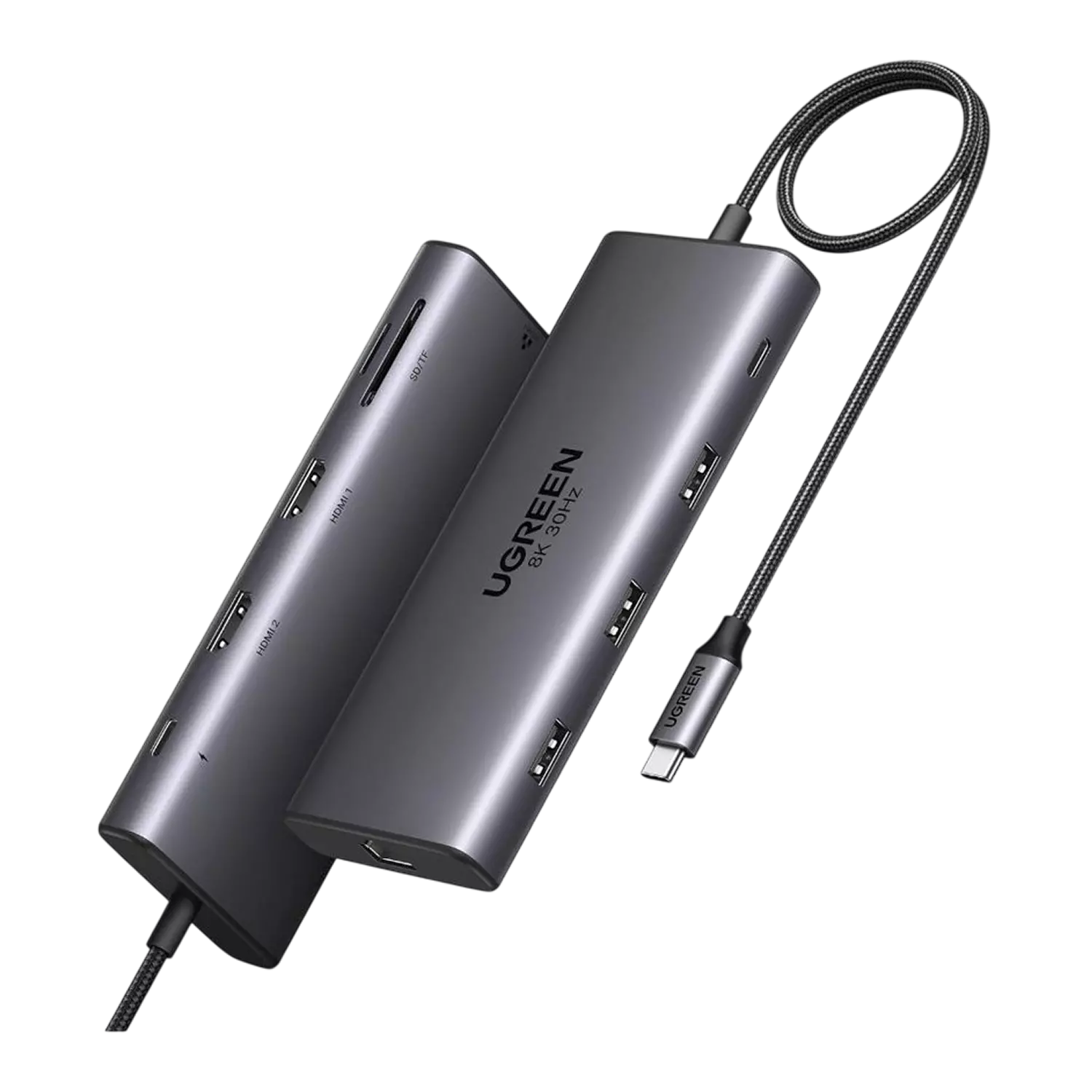 Док-станция USB-С на 2xHDMI, LAN, CardReader, 2xUSB-C, 2xUSB 3.0, PD, CM639 (45380) UGREEN
