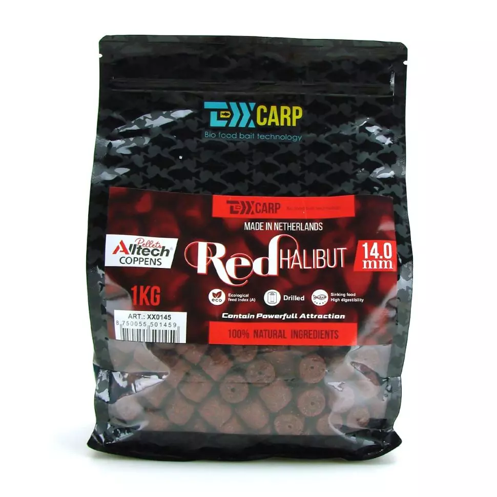 Пеллетс Texx Carp Coppens Drilled 14mm#, Red Halibut, 1kg