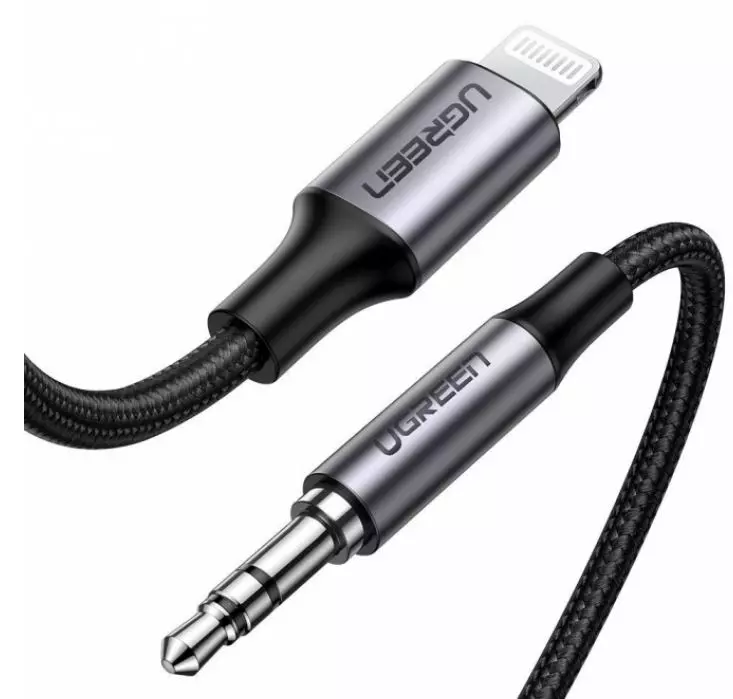 Адаптер UGREEN US315 Lightning to 3.5mm Audio Adapter Aluminium Braided, 2m, 70862