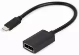 Конвертер Cablexpert USB Type-C to DisplayPort adapter cable, 4K, 15 cm, black A-CM-DPF-02