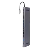 Конвертер Cablexpert USB Type-C 9-in-1 multi-port adapter (USB hub 3.0,HDMI,VGA,PD   card reader   LAN   3.5 mm audio), space grey (A-CM-COMBO9-01)