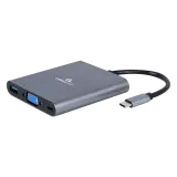 Конвертер Cablexpert USB Type-C 6-in-1 multi-port adapter (Hub3.1   HDMI   VGA   PD   card reader   stereo audio), space grey (A-CM-COMBO6-01)