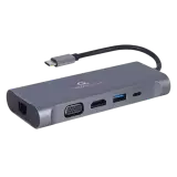 Конвертер Cablexpert USB Type-C 7-in-1 multi-port adapter (Hub3.0,HDMI,VGA,PD,card reader, stereo audio), space greyUSB-C PD (A-CM-COMBO7-01)
