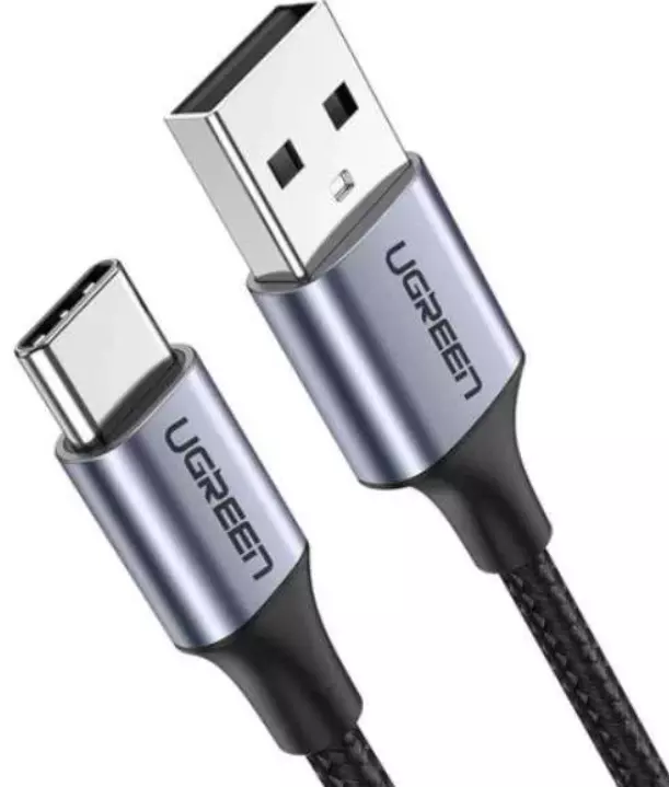 Кабель UGREEN Angled USB 2.0 A to Type C Cable Nickel Plating Aluminum Shell 1m (Black)