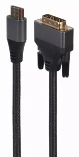 Кабель HDMI-DVI Cablexpert CC-HDMI-DVI-4K-6, 4K, 19M/19M, 1.8м, single link, нейлоновая оплетка, мет