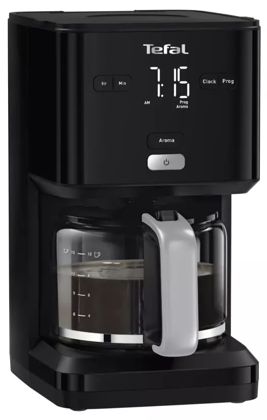 Кофеварка капельная  Tefal Smart Light, Black (CM600810), 1000 Вт, молотый, 1,25 л