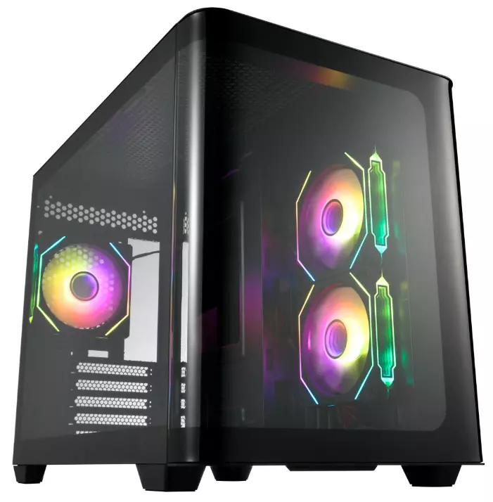 Компьютерный корпус FSP S380, Без БП, 2xUSB3.0, Type-C, 3xFAN120 ARGB, Curved Glas, Black, M-ATX