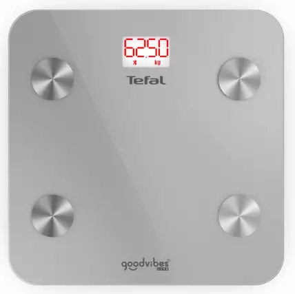 Напольные весы диагностические Tefal Goodvibes Life, Grey (BM9600S1), 10 параметров измерения, 160 кг