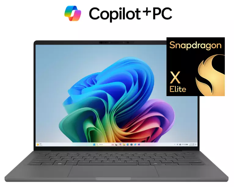 Ноутбук Asus Zenbook A14 UX3407RA-QD050W 14" WUXGA OLED 60Hz Snapdragon X Elite X1E 78/32Gb/SSD 1Tb/Qualcomm Adreno/Gray/Win11(90NB16G2-M004M0)