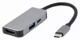 Конвертер Cablexpert USB Type-C 3-in-1 multi-port adapter (USB port   HDMI   PD), silver A-CM-COMBO3-02