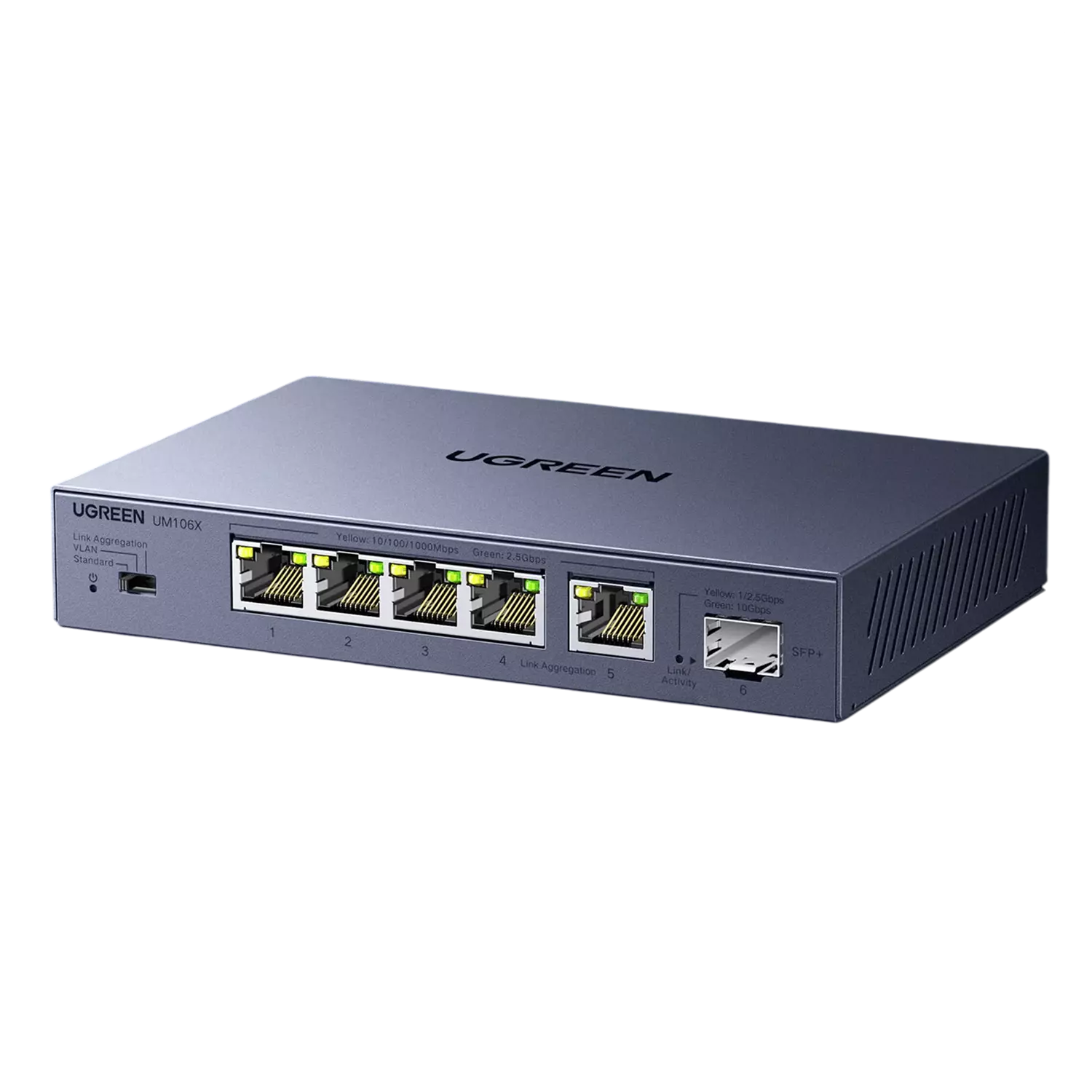 UGREEN, CM753 (35048EU), Коммутатор 6-портовый, 5xEthernet 2.5Gb/s  1xSFP 10Gb/s
