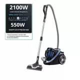 Пылесос контейнерный Tefal Silence Force Cyclonic, Black/Blue, TW7690EA, (Управление на ручке, турбощетка, 5 насадок. 550 Вт)