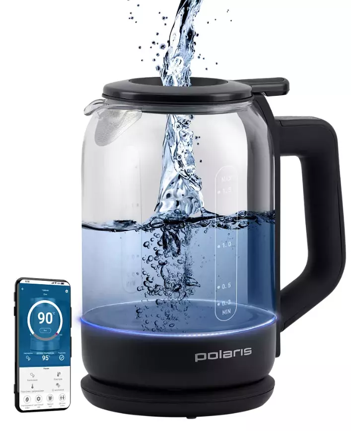 Чайник электрический Polaris PWK-1712CGLD WiFi IQ Home, Black (17732), 2150 Вт, Стекло, 1,5 л