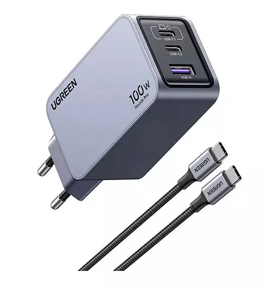Зарядное устройство UGREEN 2xUSB-C, 1хUSB, 100W, QC4.0 , Nexode GanN, X757 (25874)