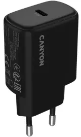 Сетевое зарядное устройство Canyon OnCharge 200, 20W 1xPD EU, Black