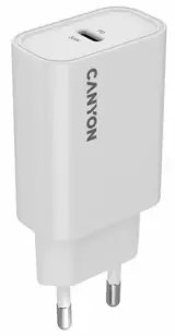 Сетевое зарядное устройство Canyon OnCharge 30CL Max Power 30W 1xPD EU, White